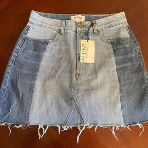 Evidnt Distressed Panel Jean Skirt